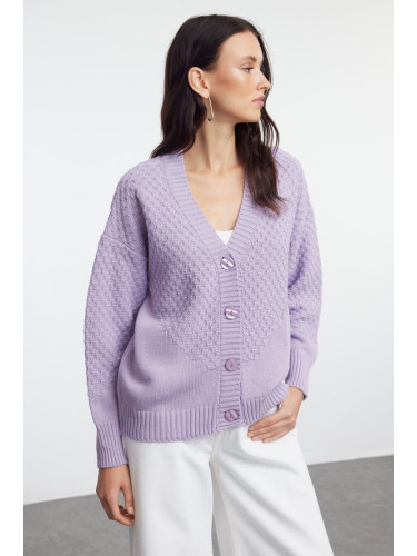 Trendyol Lilac Knit Detailed Wide Pattern Knitwear Cardigan