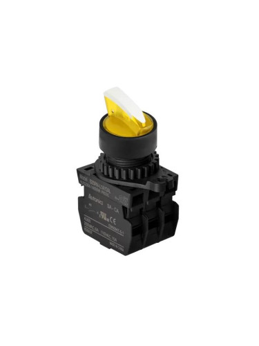 Панелен превключвател, S2SRN-L7Y2ALM, ротационен, ф22mm, 3 позиции, жълт, LED