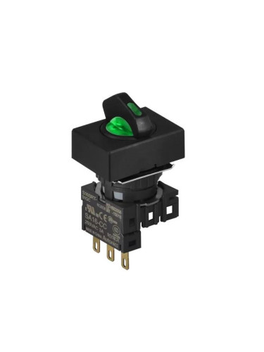 Панелен превключвател, S16SRT-S1GC, ротационен, ф22mm, 2 позиции, зелен