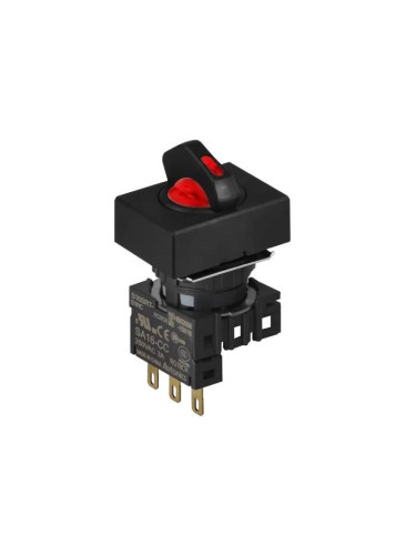 Панелен превключвател, S16SRT-S1RC, ротационен, ф22mm, 2 позиции, червен