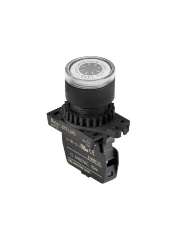 Панелен превключвател, L2RR-L3WL, бутон, ф22mm, 1 позиция, бял, LED