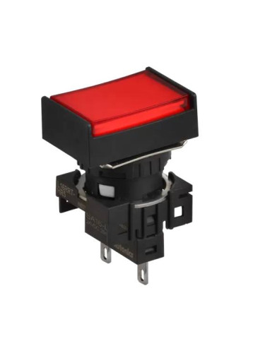 Панелен превключвател, L16RRT-HR24, бутон, ф22mm, 1 позиция, червен, LED