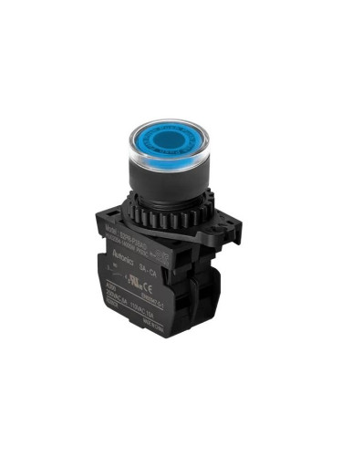 Панелен превключвател, S2PR-P3BALM, бутон, ф22mm, 2 позиция, син, LED