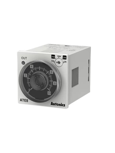 Реле за време ATE8-46D, аналогово, закъснение вкл/изкл, 0.6s~6h, 24VDC/3A, 250VAC/3A, 2NO+2NC