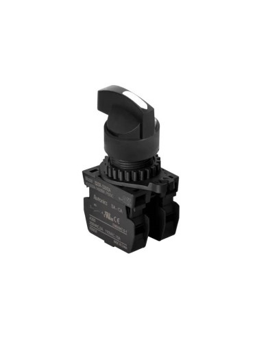 Панелен превключвател, S2SR-S8W2AM, ротационен, ф22mm, 3 позиции, черен/бял