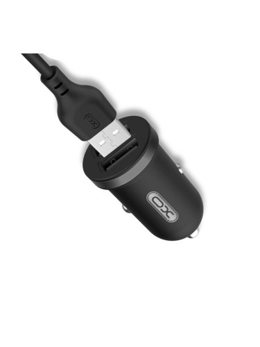 Зарядно устройство за кола комплект XO TZ08 с 2 USB-A изхода, с кабел Lightning, 12V, 2.1A, Черен