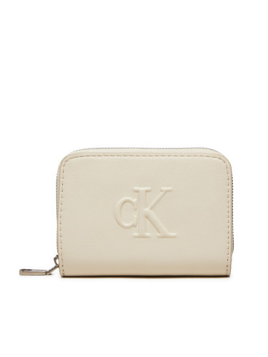 Малък дамски портфейл Calvin Klein Jeans Sculpted Med Zip K60K612741 Екрю