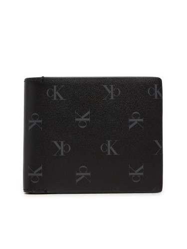 Голям мъжки портфейл Calvin Klein Jeans Aop Bifold W/Coin K50K512586 Черен