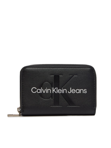 Малък дамски портфейл Calvin Klein Jeans Zip Around Mono K60K612255 Черен