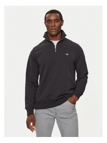 Gant Суитшърт Reg Shield Half Zip Sweat 2008005 Черен Regular Fit