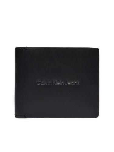 Calvin Klein Jeans Голям мъжки портфейл Logo Print Bifold W/Coin K50K512059 Черен