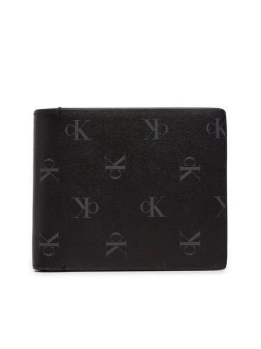 Calvin Klein Jeans Голям мъжки портфейл Aop Bifold W/Coin K50K512586 Черен