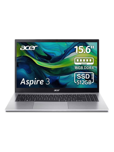 Лаптоп Acer Aspire 3 A315-44P-R8FG (NX.KSJEX.005)(сребрист), осемядрен AMD Ryzen 7 5700U 1.8/4.3GHz, 15.6" (39.62cm) Full HD IPS Anti-Glare Display, (HDMI), 16GB DDR4, 512GB SSD NVMe, 3x USB 3.2 Gen 1 Type-A, 1x USB-C, No OS, 1.78kg