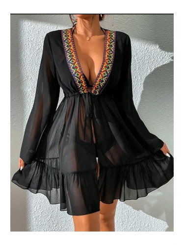 29457 Dewberry Ethnic Women Pareo-BLACK