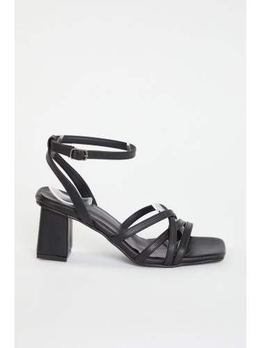 Trendyol Black Lace-Up Heeled Women's Sandals