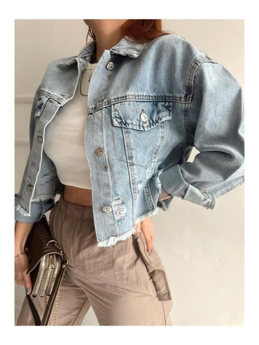 90767 Dewberry Ice Blue Laser Denim Jacket-BLUE