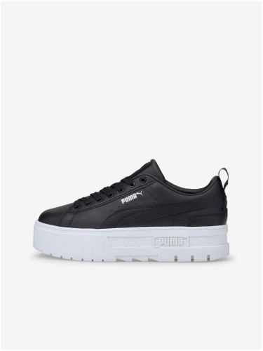 Black Women's Leather Platform Sneakers Puma Mayze Classic - Women