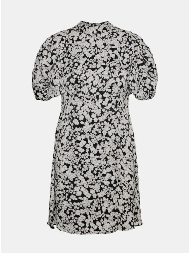 White and black floral dress with balloon sleeves VERO MODA Lydia - Women