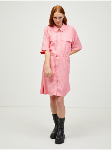 Pink linen shirt dress VERO MODA Haf - Women