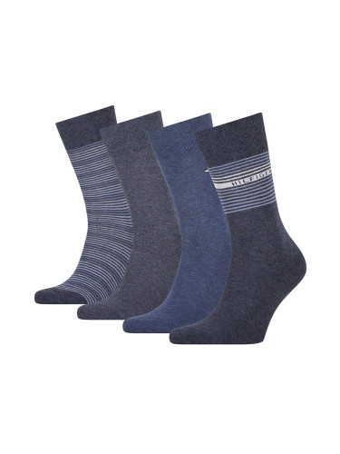 Tommy Hilfiger Socks - TH MEN SOCK 4P TIN GIFTBOX STRIPE blue