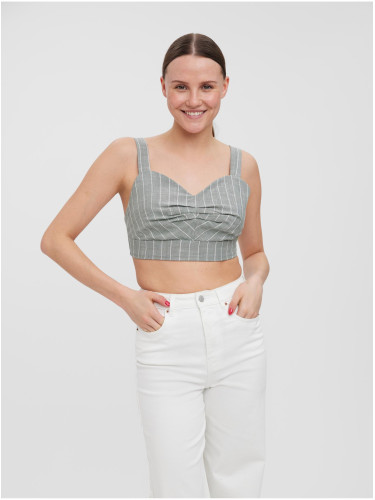 Light grey striped crop top with straps VERO MODA Serena - Women