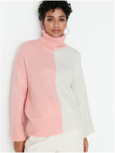 Women's White-Pink Turtleneck Trendyol - Women