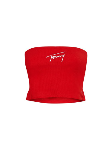 Tommy Jeans Top - TJW CROP SIGNATURE TUBE TOP red