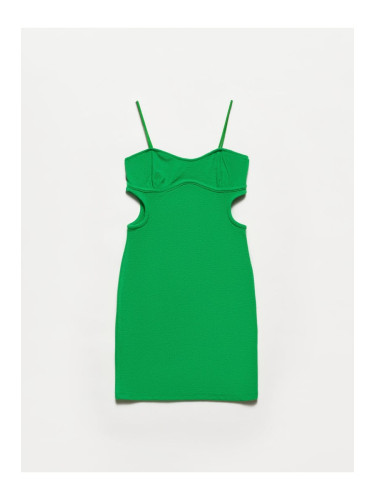 Dilvin 90394 Window Detail Mini Dress-dark Green