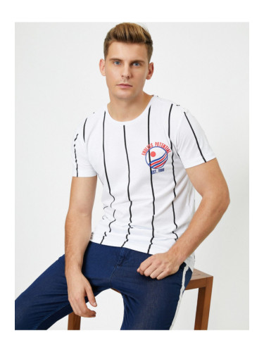 Koton Short Sleeve Crew Neck Striped Printed T-Shirt