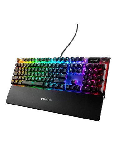 Клавиатура SteelSeries Apex 7 Blue Switch, механична, RGB подсветка, мултимедийни бутони, USB, черен