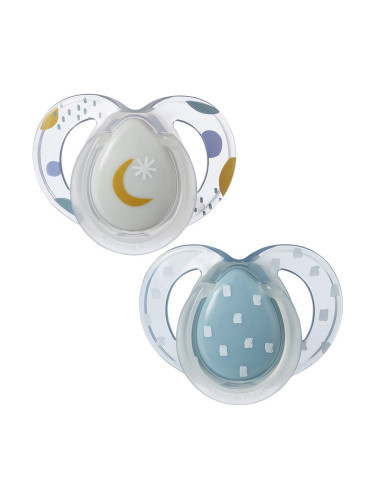 Ортодонтични залъгалки Tommee Tippee Night Time 6-18м, луна/дъжд