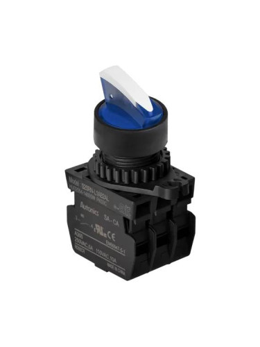 Панелен превключвател, S2SRN-L7B2ADM, ротационен, ф22mm, 3 позиции, червен, LED