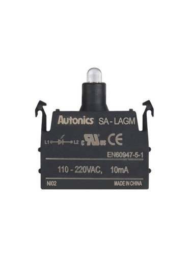 Индикаторна лампа LED, SA-LAGM, 110~230VAC, 10mА, цвят зелен, AUTONICS