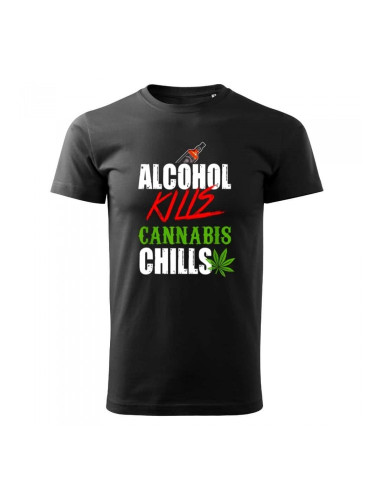 Мъжка в черен цвят Alcohol Kills Cannabis Chills