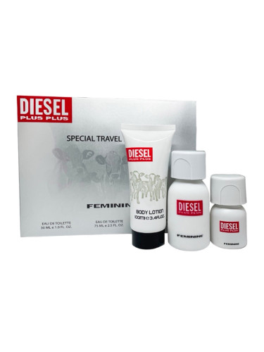 Diesel Plus Plus Feminine Дамски комплект EDT Тоалетна вода 75 ml Балсам за тяло 100 ml EDT Тоалетна вода 30 ml