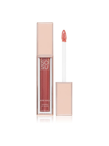 SOSU Cosmetics Shimmer Lip Glaze хидратиращ блясък за устни с блестящи частици цвят Rose Gold 6 мл.