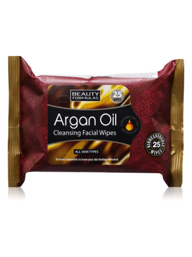 Beauty Formulas Argan Oil мокри почистващи кърпички 25 бр.