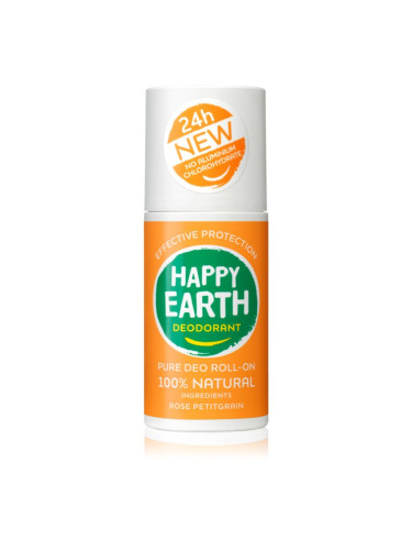 Happy Earth 100% Natural Deodorant Roll-On Rose Petitgrain рол-он 75 мл.