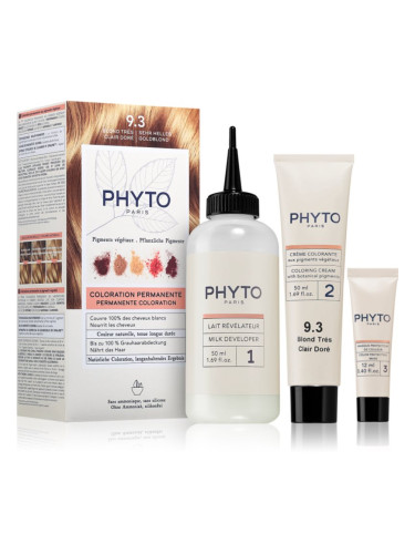 Phyto Color боя за коса с растителни екстракти цвят 9.3 Very Light Golden Blonde 3 бр.