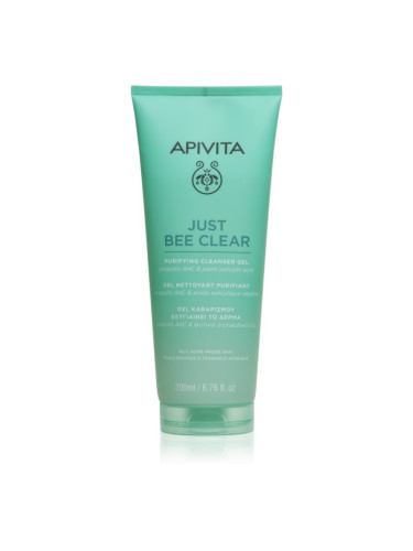 Apivita Just Bee Clear Purifying Cleanser Gel почистващ гел за лице против акне 200 мл.