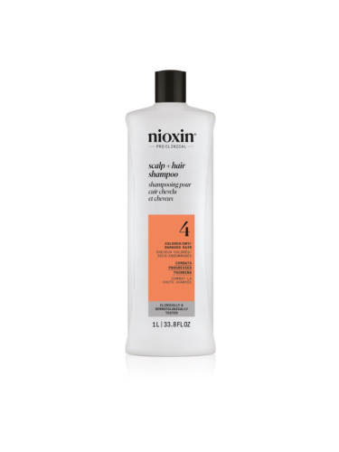 Nioxin System 4 Scalp + Hair Shampoo нежен шампоан за боядисана и увредена коса 1000 мл.