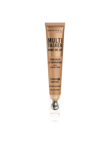 Rimmel Multi-Tasker Wake Me Up грим и коректор за озаряване на лицето цвят 60 Light Honey 20 мл.