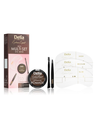 Delia Cosmetics Eyebrow Expert Zest комплект за оформяне на вежди цвят 3.0 Dark Brown 3 бр.