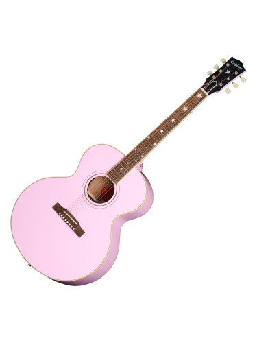 Epiphone J-180 LS Pink Електро-акустична китара Джъмбо