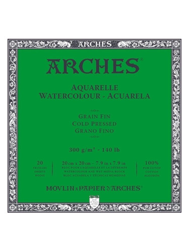 Arches Watercolour Cold Pressed Block Natural White 20 x 20 cm 300 g Скицник