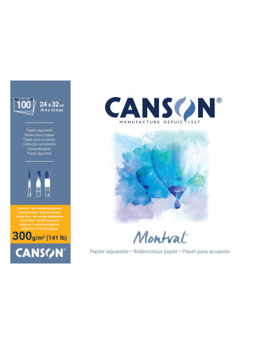 Canson Pad Montval Cold Pressed 32 x 24 cm 300 g Natural White Скицник