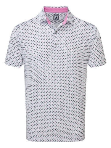 Footjoy Wasp Print Lisle White/Black/Pink 2XL Риза за поло