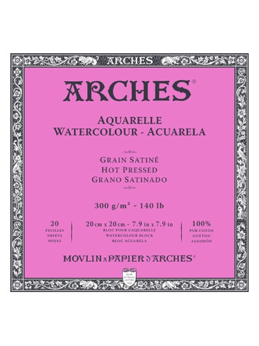 Arches Watercolour Hot Pressed Block Natural White 20 x 20 cm 300 g Скицник