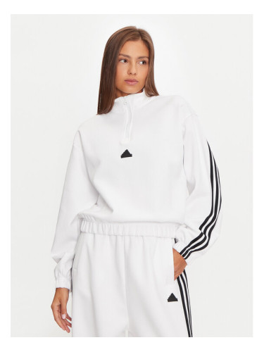 adidas Суитшърт Future Icons Three Stripes JJ1664 Бял Loose Fit