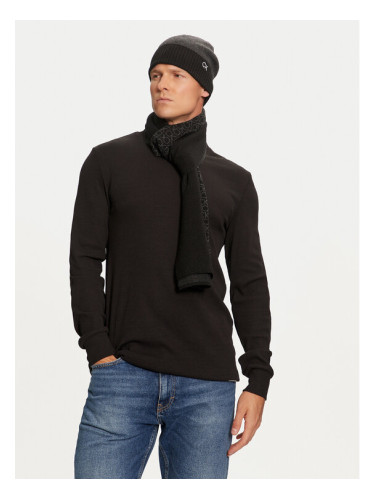 Calvin Klein Комплект шал и шапка Gs Ck Monogram Beanie + Scarf K50K512390 Черен
